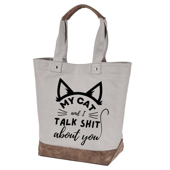My cat and I quality canvas tote bag by Authentic pigment - Picture 1 of 5